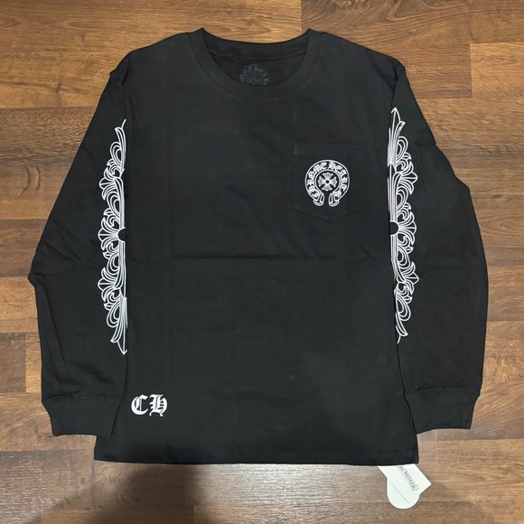 Chrome Hearts Black Long Sleeve Tee with White Graphics - Picture 1 of 3